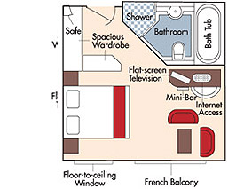 Jr Suite: Violin Deck – French Balcony, 255 sq. ft. room photo