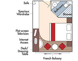 CAT. A: Violin Deck – French Balcony, 170 sq. ft. room photo